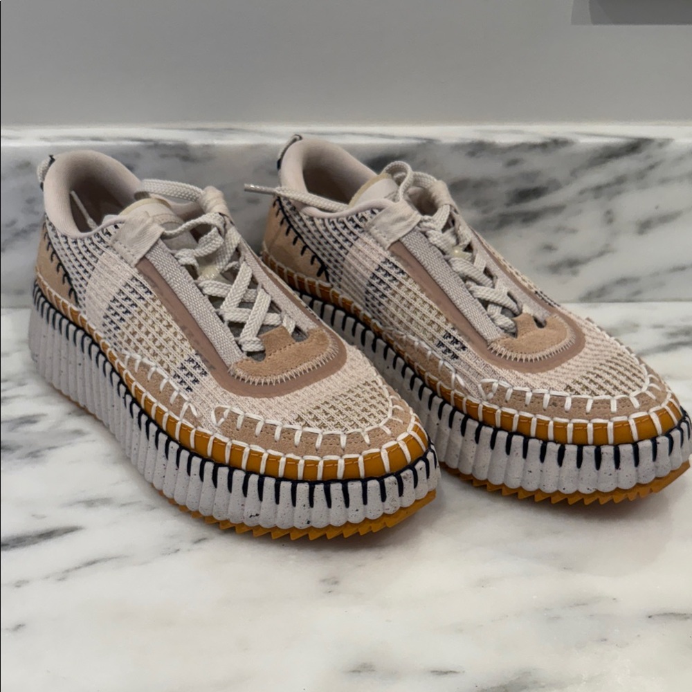 Chloe Nama Beige and Black Sneakers